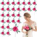 Zeyune 50Pcs Wedding Artificial Peonies 4Inch Fake Silk Peony Faux Peonies Artificial Valentine Flowers Bulk Rose Flowers Heads for Valentine Decoration Vintage Wedding Home Office(Hot Pink)