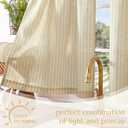 jinchan Striped Linen Kitchen Curtains 36 Inches Length Tier Curtains Farmhouse Modern Cafe Style Small Window Treatments Airy Light Filtering Rod Pocket for Living Room Bathroom 2 Panels Beige