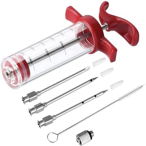 Amazon.com: Meat Injector Syringe - 3 Marinade Injector Needles for BBQ Grill, Premium Portable Turkey Injector kit for Smoker,Marinades Injector for Meats With 1oz Large Capacity 1 Brush Easy to Use & Clean Red : Home & Kitchen