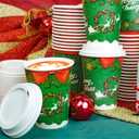 JOYEUX Christmas Disposable Coffee Cups with Lids 12 oz, To Go Coffee Cups, Holiday Paper Cups for Hot Cocoa, Hot Chocolate, Drinks Supplies, Xmas Dinner Party - 40 Pack