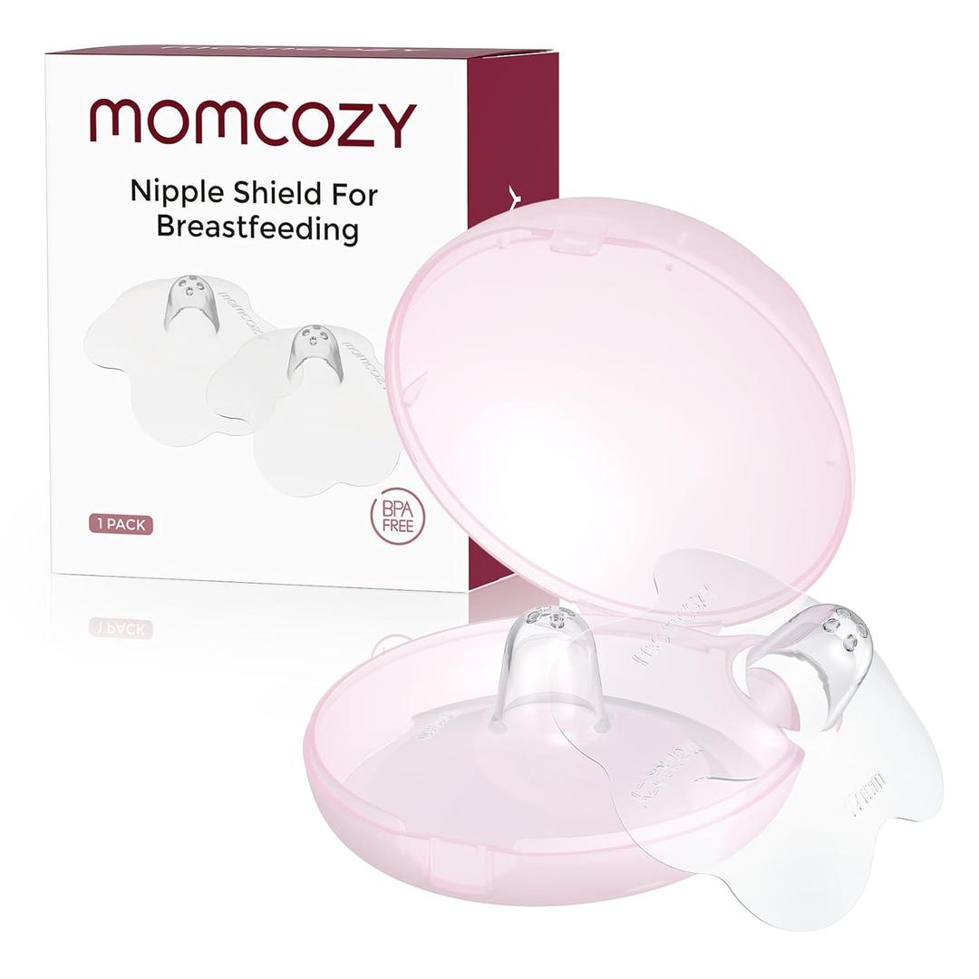 Momcozy Silicone Nipple Shields for Breastfeeding, Flower Shape Petal Design, Ultra Thin & Soft for Flat or Inverted Nipples, Flexible Nursing Shield, BPA/BPS Free (1 Pair, 17mm)