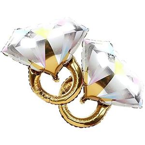 2Pcs Diamond Ring Aluminum Balloon,Wedding Bridal Shower Marriage Engagement Party Supplies