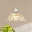 1 Piece Brushed Nickel Chandelier Light Fixtures with Glass Shade, Brushed Nickel Finish Pendant Light,Hanging Light for Dining Room,Hallways,Living Room,Bedroom