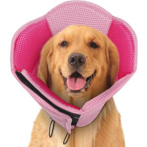 SUNFURA Dog Cone - Soft Cone for Dogs to Stop Licking, Pet E-Collar Alternative After Surgery, Adjustable Pet Recovery Collar for Wound Healing, Pink Large