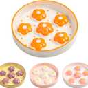 Ceramic Cat Slow Feeder Bowl - 6 OZ Puzzle Food Dish for Healthy Eating - Shallow Wide Whisker Friendly - Dishwasher Safe - 6.3''W x 1.2''H - 6 OZ - Bright Orange Flower