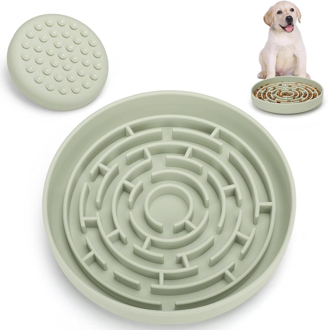 Slow Feeder Dog Bowls Silicone Maze Food Suction Bowl Feeders Pet Puzzle Lick Mat to Slow Down Eating for Medium Breed Size Dogs