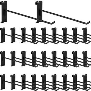 20Pcs Gridwall Hooks, Metal Grid Panel Hanging Peg Hooks, Grid Wall Accessory for Clothes Storage, Home Organization, Retail Display (Black, 10"/25Cm)