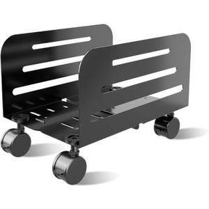 suptek Computer Tower Stand,Mobile CPU Rolling Stand, 5.5 to 9.8 inch Wide Adjustable Mobile Cart Holder with Locking Caster Wheels,Gaming PC Holder,Steel Rolling Cart,Black(ZJJ005)