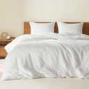 Comfort Spaces White King Duvet Cover Set - 3 Pieces Breathable Dotted Weave Texture Duvet Sets, Modern Farmhouse Boho Duvet Cover & Sham, All Season Microfiber King Bed Set, King/Cal King