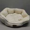 Bedsure Dog Beds for Small Dogs - Round Cat Beds for Indoor Cats, Washable Pet Bed for Puppy and Kitten with Slip-Resistant Bottom, 20 Inche, White (Angelic Ivory)