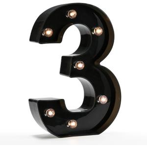 OYCBUZO Light Up Black Alphabet Marquee Number Sign LED Marquee Number Lights Sign for Night Light Home Bar Christmas Lamp Birthday Party Wedding Decoration 3