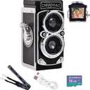 Redcomets Mini Retro Digital Camera - Vintage TLR Style Point and Shoot Auto Focus Vlogging Camera, Compact & Portable, 16GB Card Included, Ideal for Beginners, Teens, and Adults