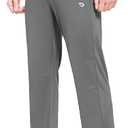 baleaf Men's Fleece Lined Water Resistant Pants Winter Thermal Sweatpants with Zipper Pockets Warm Open Bottom (Gray, S)