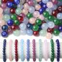 500Pcs Glass Beads 10 Colors 8mm for Jewelry Making, Mix Round Crystal Crafts Beads for Bracelet Necklaces Kit Earring DIY(Colored)