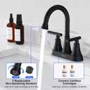 Bathroom Faucets for Sink 3 Hole, Hurran 4 inch Matte Black with Pop-up Drain and 2 Supply Hoses, Stainless Steel Lead-Free 2-Handle Centerset Faucet for Sink Vanity