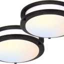 2x hykolity 10 inch Flush Mount LED Ceiling Light Fixture, 17W 1100lm, 2700K/3000K/3500K/4000K/5000K Adjustable Ceiling Lights, Oil Rubbed Bronze Saturn Dimmable Lighting for Hallway Bathroom - 2 Pack
