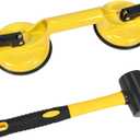 Floor Gap Fixer Tool for Laminate Floor Gap Repair Plank Grabber Includes Heavy Duty Aluminum Suction Cup and Fiberglass Handle Rubber Mallet (Can't Use on Scraped Surface Floor) (Yellow)