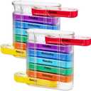 MEDca Weekly Pill Organizer, Four Times-a-Day, Pack of 2 Dispensers with Stackable AM/PM Compartments (Multicolor)
