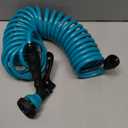 Orbit 26381 Coil Garden Hose, 25 Feet, with 8-Pattern Hose Nozzle (Blue)