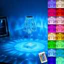 Portable Crystal Diamond Table Lamp with Touch Sensor,16 Color Remote Control Rechargeable Lamp,Acrylic Crystal Bedside Lamp,Night Light,Room Decor Lamp,Kitchen