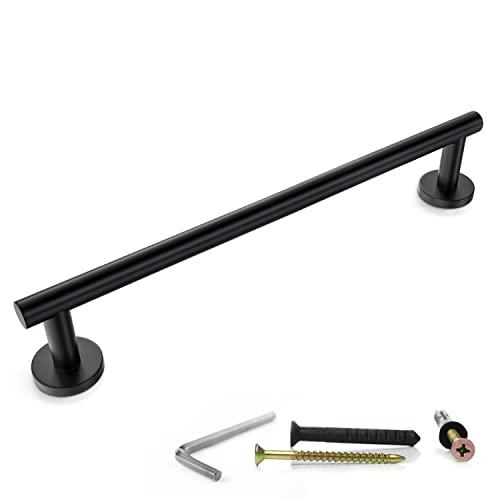 Matte Black Towel Bar 18 Inch – SUS304 Stainless Steel Wall Mounted Bathroom Towel Rack, Single Layer Rod, Rustproof Hand Towel Bar for Bathroom, Kitchen, Toilet – Installation Hardware Included