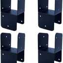 Jouray 4 Pcs Black 4x4 Deck Post Caps & Tie Brackets, 14 Gauge Steel Post Anchor Connectors for Metal to Wood Posts