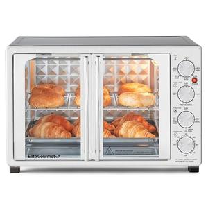 Amazon.com: Elite Gourmet ETO4524 45L Countertop Convection Toaster Oven, French Doors, Adjustable Temperature & Timer, Bake, Roast, Broil, Toast, Includes Baking Pan, Rack, Rotisserie, Stainless Steel: Home & Kitchen