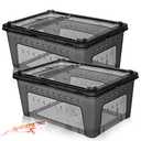 Hamiledyi 2PCS Reptile Feeding Box Snake Breeding Box Transparent Animal Habitat Cage Portable Plastic Turtle Transport Container for Bearded Dragon Lizard Spider Frog Scorpion Gecko 12.6 x 8.6 x 5.9
