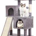 FDW Cat Tree for Indoor Cats 36 Inches Cat Tower Multi-Level Indoor Cat Play Condo House with Scratching Posts, Spacious Perch, Sisal Posts and Dangling Toys (Ashy)
