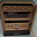 Humidor, Lighted Control Magnetic Door Desktop Humidor Cabinet,with  Accessory Drawer and 2 humidifiers 3 Layer Large Capacity Humidor,Hold 100-150 Cigars (Brown)