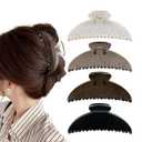 Hair Claw Clip for Women, 5 Inch Large Nonslip Claw Clip, Strong Hold for Medium Hair, Comfortable No-Pull, For Half-Up & French Twist, Fashion Hair Accessory Gift (Neutral Dark Tones Set)