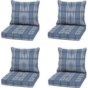 Arden Outdoor Deep Seat Cushion Set, 4-Pack, 22x24, Blue Shibori Stripe | Sofa, Couch, Conversation Set, Weather-Proof, Rain-Proof, Fade Resistant for Chair, Mold and Mildew Resistant