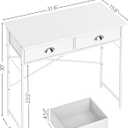 ThreeHio Small Vanity Desk No Mirror for Kids Bedroom, 31.5 Inch Vanity Table with Drawers, Makeup Vanity Desk for Narrow Spaces, White Dreessing Table(No Mirror)