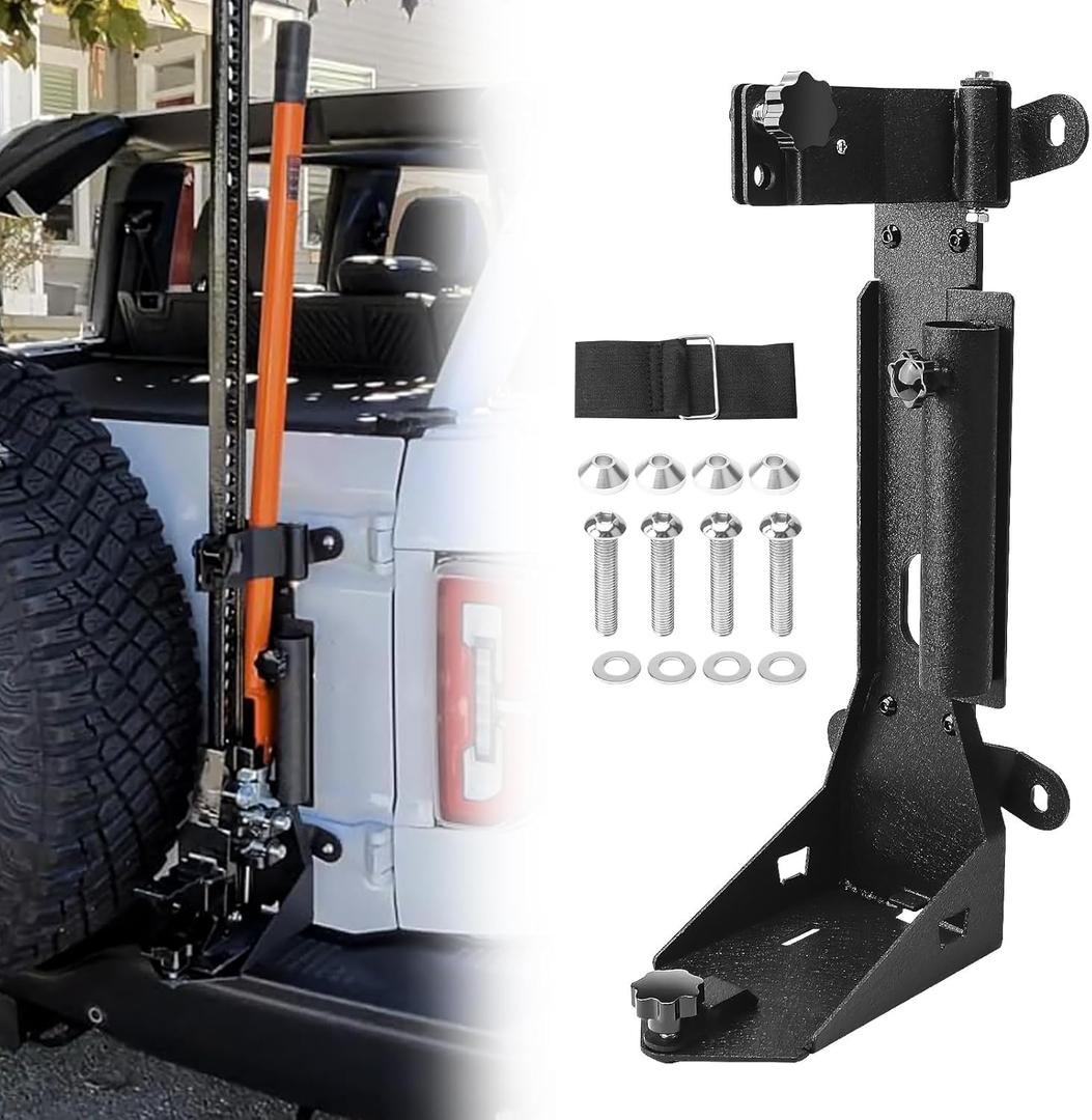 for Bronco High Lift Jack Mount, Heavy-Duty Steel Rear Tailgate Jack Holder Mount Compatible with Ford Bronco 2021 2022 2023 2/4 Door