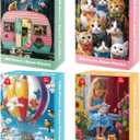 4-Pack 100 Piece Puzzles for Kids Ages 4-6, 6-8 | RV Trailer, Hot Air Balloon, Girl & Cats | Engaging & Educational Jigsaw Puzzles for Girls and Boys