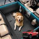Wigoo Dog Truck Seat Cover for Back Seat, Dog Hammock with Hard Bottom Support (450lbs), Heavy Duty Waterproof Car Bed Extender for 2-4 Large Dogs, Backseat Protector for Truck/SUV, XL Size, Black