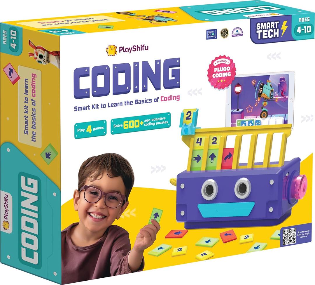 PlayShifu Plugo Coding Kit  Learn The Basics of Coding with Interactive Block-Based Games and Puzzles for Kids Ages 4-10 | Smart Learning & STEM Toy | Educational Gift for Boys and Girls