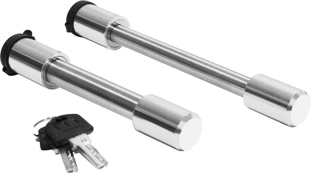 MAXXHAUL 50526 Stainless Steel Locking Hitch Pin Set for 50246 Aluminum Adjustable Ball Mount,Black and Silver