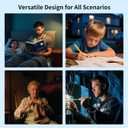 Book Light, 3-Color & 9-Brightness Reading Light, Bendable Neck Light, 80-hr Lasting Rechargeable Lamp, Perfect Book Light for Reading in Bed, Knitting, Camping (Black, Classic)