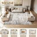 10x14 Area Rug Living Room Rugs Washable Neutral Brown Grey Carpet