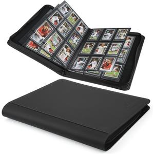 Top loader Binder-9 Pockets Pages Sleeves | Toploader Binder | Holds 288 Cards | Sleeves for 34 rigid | Ringless Double-Sided Pockets for TCG, Sports | Toploader card binder(black)