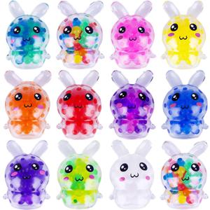 Exun 12 Pcs Easter Bunny Mini Squeeze Balls, Easter Basket Stuffers, Easter Egg Fillers, Squishies Stress Relief Fidget Toys for Kids Boys Girls Toddlers Gifts Party Favors