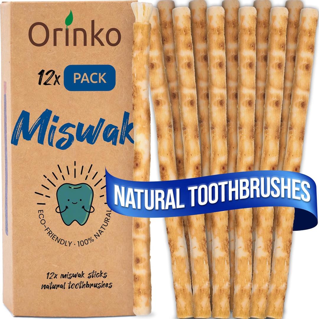12 Miswak Sticks for Teeth - 100% Natural Miswak Toothbrush - Cleaning, Disinfecting and Whitening - Salvadora Persica Stick Ecological, Biodegradable and Vegan - Ebook Provided