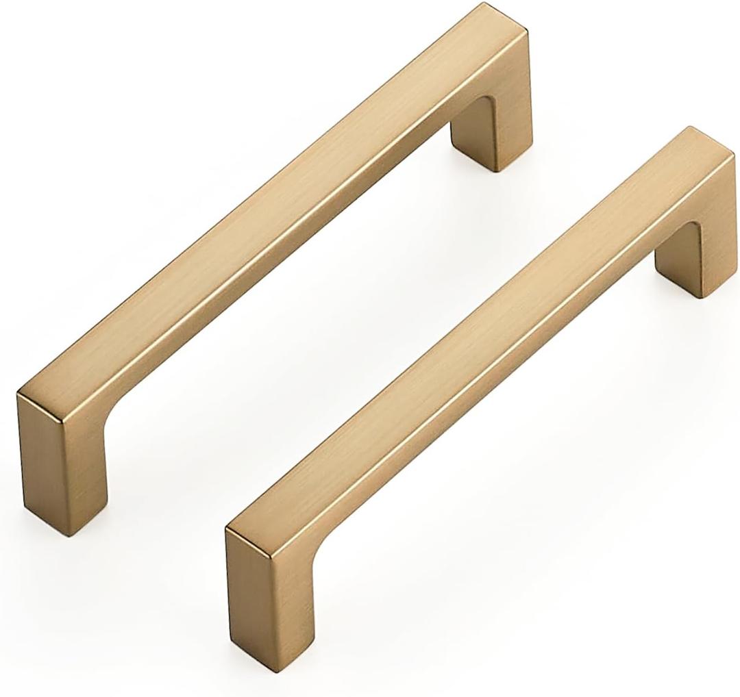 Ravinte 5 Pack Solid 3-3/4 Inch Square Cabinet Handles - Champagne Bronze Pulls for Drawers and Kitchen Cabinets - Hardware Handles