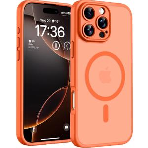 TOCOL Magnetic for iPhone 16 Pro Case, Upgraded Full Camera Protection, Compatible with Magsafe, Drop Protection, Translucent Matte Back for iPhone 16 Pro 6.3 inch (Orange)