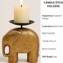 Gold Elephant Candle Holder Set of 3 Decorative Taper & Small Pillar Candlestick Holders for Dining Table, Living Room & Home Decor