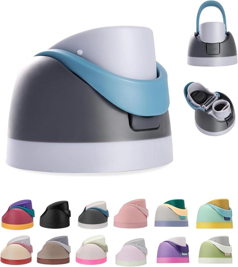 Replacement Lid for Owala FreeSip Water Bottle, Replacement Parts Compatible with Owala Freesip 16 oz 24 oz 32 oz 40 oz, Leakproof Straw Cap with Carry Loop (Grey&Blue)