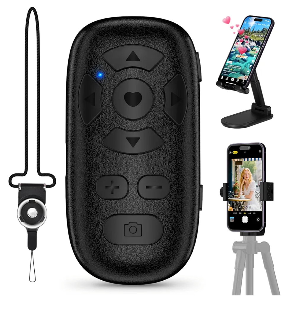 TikTok Video Scrolling Remote Control for iPhone and Android Smartphones, Cellphone EBook APP Page Turner, Camera Photo and Video Clicker, Neck Strap Included.