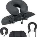 Intelligent Support Memory Foam PillowAdjustable Massage Pillow Multi-Use Ergonomic Neck Pillow for Office Naps,Travel, Recliner Headrest Portable (Black Pillow+Black Plastic Stand)
