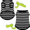 Paiaite Dog Striped Shirt Happy Color Cotton Sleeveless Puppy Pet Shirts Breathable Apparel Tank Top Colorful Puppy Sweatshirt Clothes for Small Medium Dogs Black 4XL